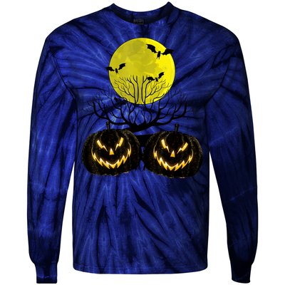 Fanged Fire Jack O Lantern Pumpkin Halloween Premium Tie-Dye Long Sleeve Shirt