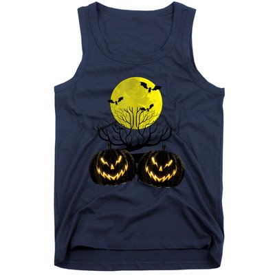 Fanged Fire Jack O Lantern Pumpkin Halloween Premium Tank Top