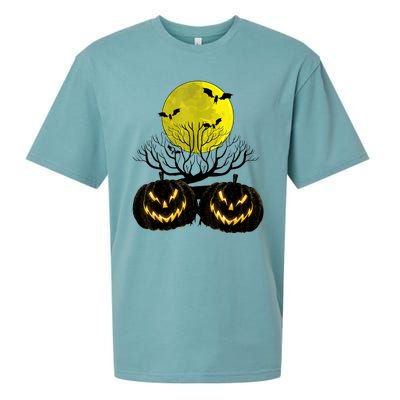 Fanged Fire Jack O Lantern Pumpkin Halloween Premium Sueded Cloud Jersey T-Shirt