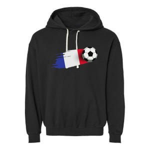 France Flag Jersey French Soccer Team French Garment-Dyed Fleece Hoodie