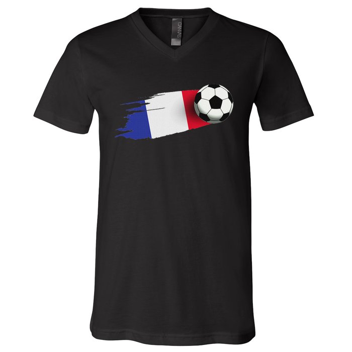 France Flag Jersey French Soccer Team French V-Neck T-Shirt