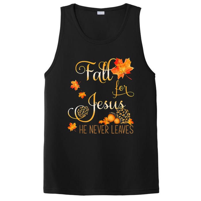 Fall For Jesus He Never Leaves Autumn Christian Prayers Cool PosiCharge Competitor Tank