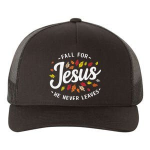 Fall For Jesus Autumn Leaves Faith Religious Yupoong Adult 5-Panel Trucker Hat