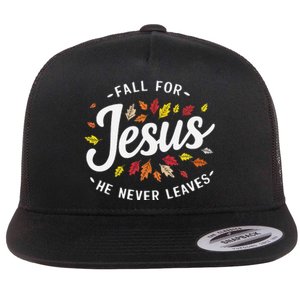 Fall For Jesus Autumn Leaves Faith Religious Flat Bill Trucker Hat