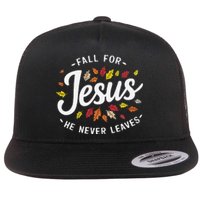 Fall For Jesus Autumn Leaves Faith Religious Flat Bill Trucker Hat