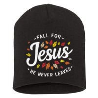 Fall For Jesus Autumn Leaves Faith Religious Short Acrylic Beanie