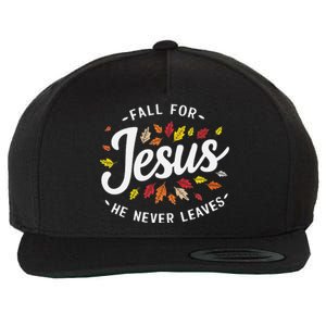 Fall For Jesus Autumn Leaves Faith Religious Wool Snapback Cap