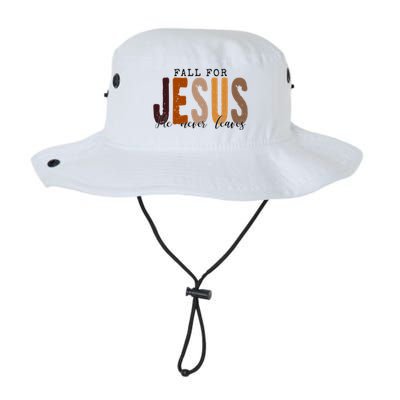 Fall For Jesus He Never Leaves Quote Bucket Hat