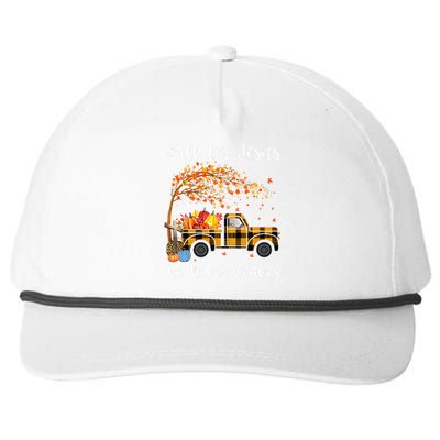 Fall For Jesus He Never Leaves Autumn Thanksgiving Snapback Five-Panel Rope Hat