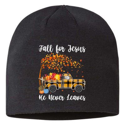 Fall For Jesus He Never Leaves Autumn Thanksgiving Sustainable Beanie