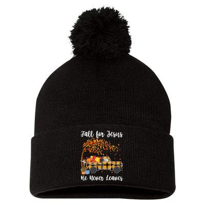 Fall For Jesus He Never Leaves Autumn Thanksgiving Pom Pom 12in Knit Beanie