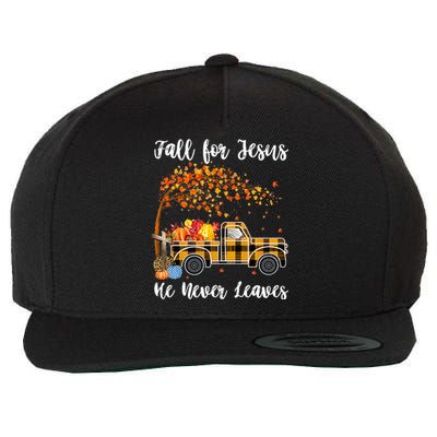 Fall For Jesus He Never Leaves Autumn Thanksgiving Wool Snapback Cap