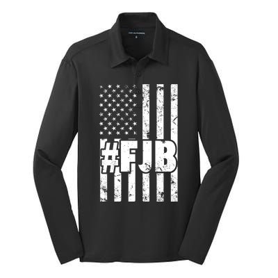 FJB F Joe Biden Vintage American Flag Silk Touch Performance Long Sleeve Polo