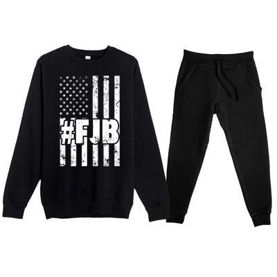 FJB F Joe Biden Vintage American Flag Premium Crewneck Sweatsuit Set