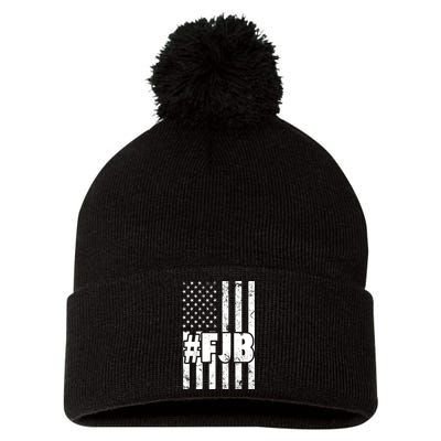 FJB F Joe Biden Vintage American Flag Pom Pom 12in Knit Beanie