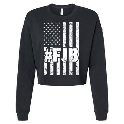 FJB F Joe Biden Vintage American Flag Cropped Pullover Crew