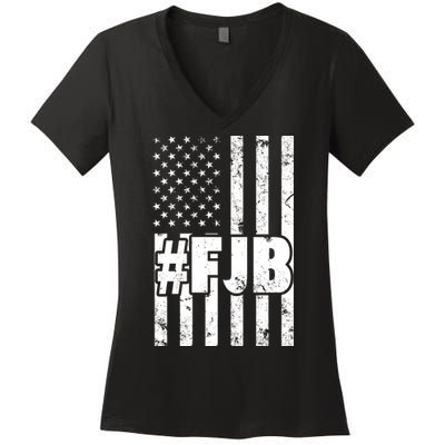 FJB F Joe Biden Vintage American Flag Women's V-Neck T-Shirt