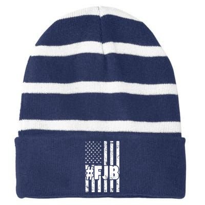 FJB F Joe Biden Vintage American Flag Striped Beanie with Solid Band