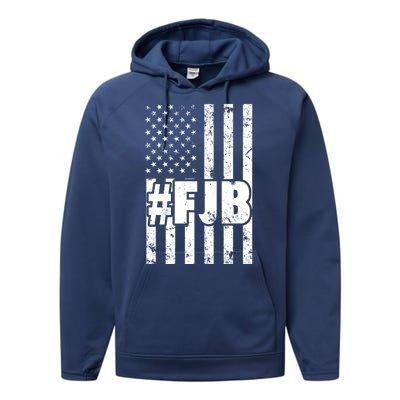 FJB F Joe Biden Vintage American Flag Performance Fleece Hoodie