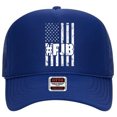 FJB F Joe Biden Vintage American Flag High Crown Mesh Back Trucker Hat