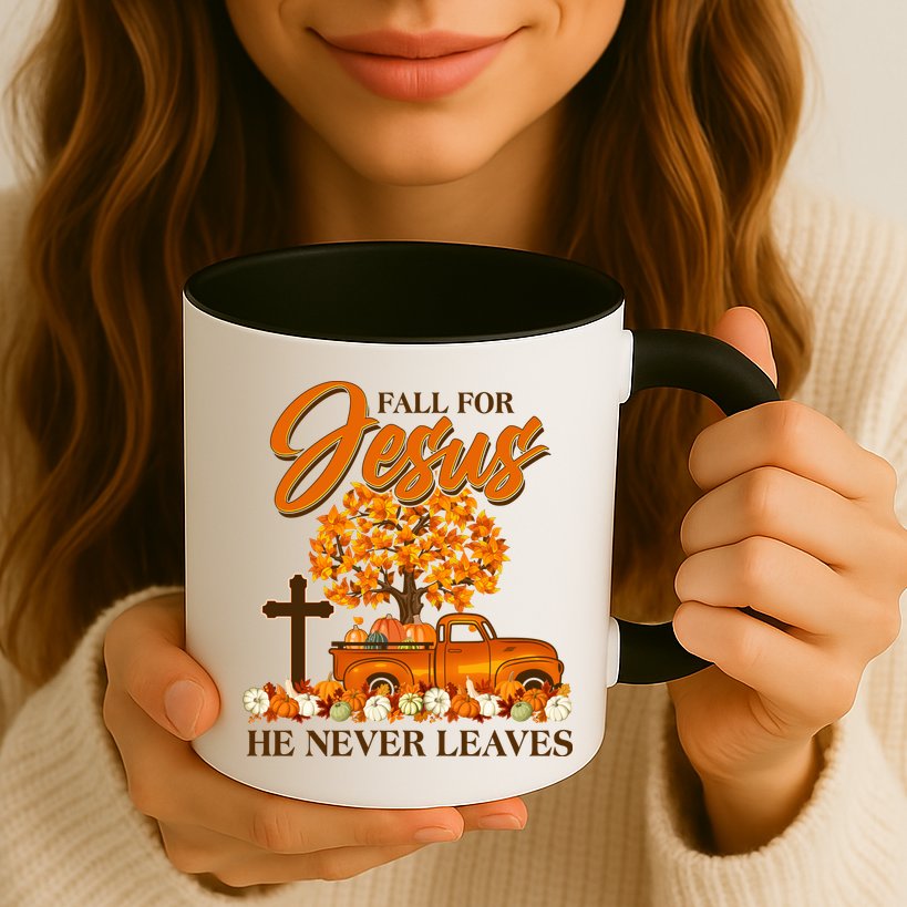 Fall For Jesus Ne Never Leaves Mug