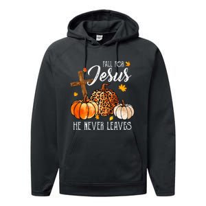 Fall For Jesus He Never Leaves Christian Autumn Thanksgiving Performance Fleece Hoodie