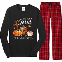 Fall For Jesus He Never Leaves Christian Autumn Thanksgiving Long Sleeve Pajama Set