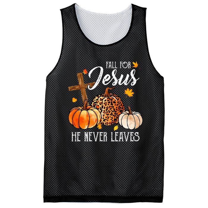 Fall For Jesus He Never Leaves Christian Autumn Thanksgiving Mesh Reversible Basketball Jersey Tank