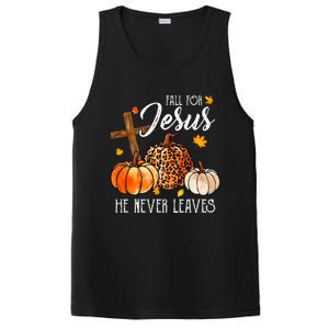 Fall For Jesus He Never Leaves Christian Autumn Thanksgiving PosiCharge Competitor Tank