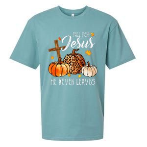 Fall For Jesus He Never Leaves Christian Autumn Thanksgiving Sueded Cloud Jersey T-Shirt