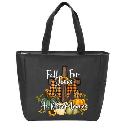 Fall For Jesus He Never Leaves Pumpkin Autumn Thanksgiving Zip Tote Bag