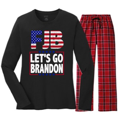 FJB F Joe Biden Lets Go Brandon Women's Long Sleeve Flannel Pajama Set 