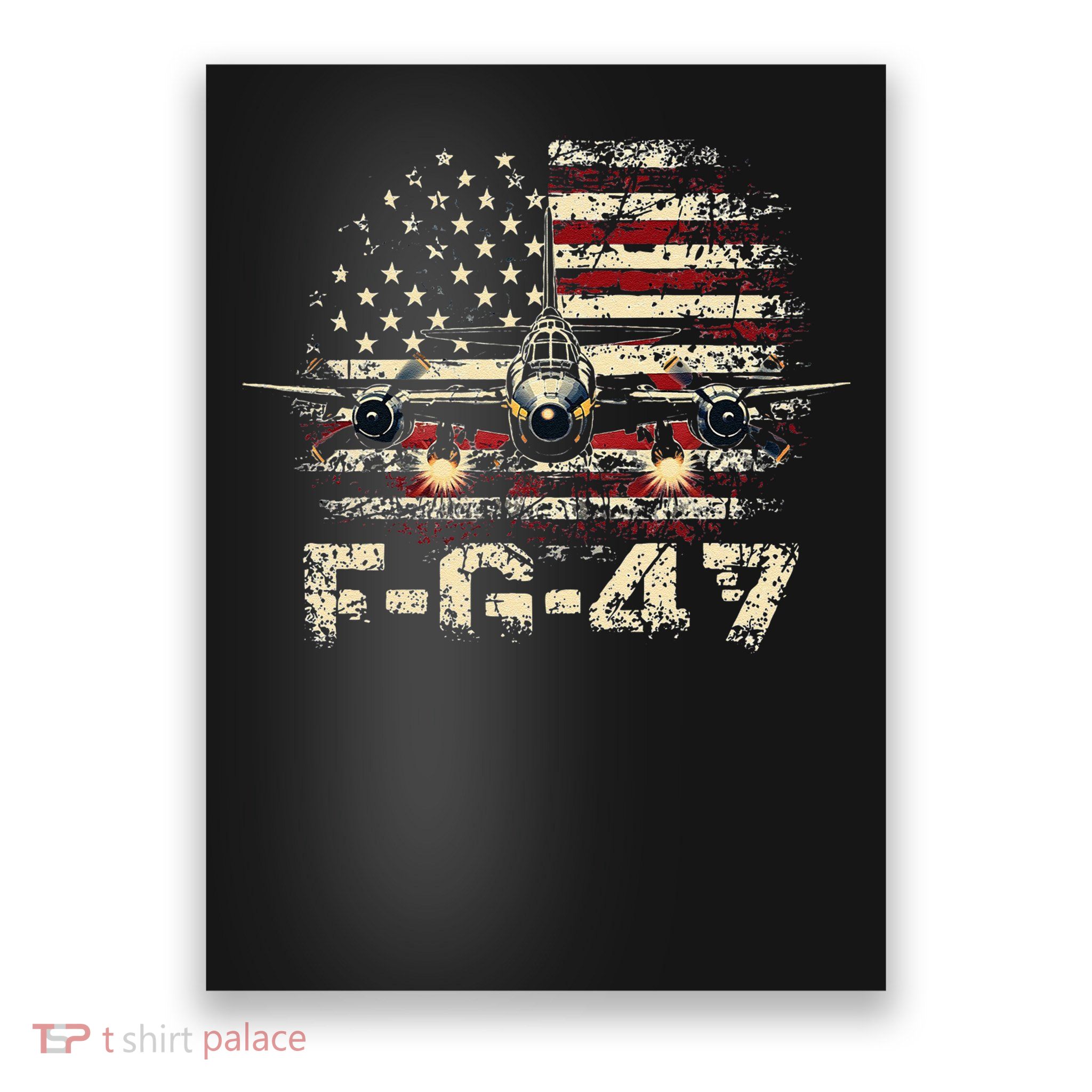 F-47 Fighter Jet Patriotic American Flag Poster