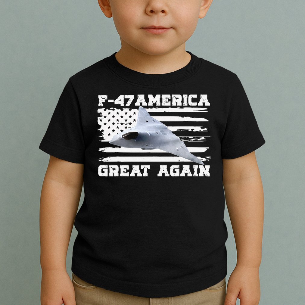 F47 Fighter Jet Aircraft US Flag F-47 Jet USA F47 Fighter Toddler T-Shirt