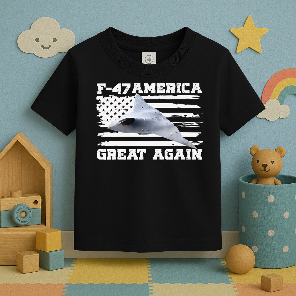 F47 Fighter Jet Aircraft US Flag F-47 Jet USA F47 Fighter Toddler T-Shirt