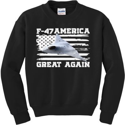 F47 Fighter Jet Aircraft US Flag F-47 Jet USA F47 Fighter Kids Sweatshirt