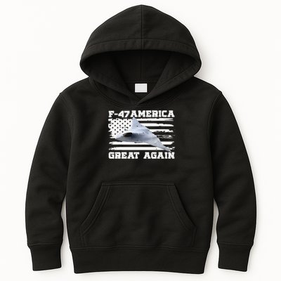 F47 Fighter Jet Aircraft US Flag F-47 Jet USA F47 Fighter Kids Hoodie