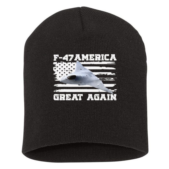 F47 Fighter Jet Aircraft US Flag F-47 Jet USA F47 Fighter Short Acrylic Beanie