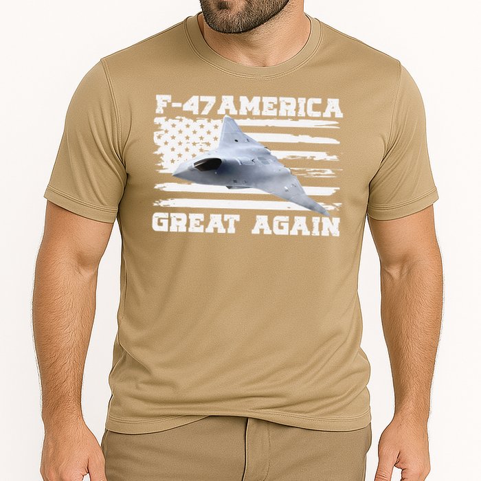 F47 Fighter Jet Aircraft US Flag F-47 Jet USA F47 Fighter Cooling Performance Crew T-Shirt
