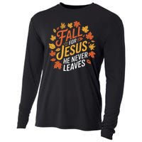 Fall For Jesus He Never Leaves Autumn Fall Season Leaves Leaf Fall Season 2024 Cooling Performance Long Sleeve Crew