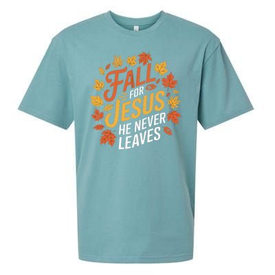 Fall For Jesus He Never Leaves Autumn Fall Season Leaves Leaf Fall Season 2024 Sueded Cloud Jersey T-Shirt