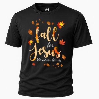 Fall For Jesus He Never Leaves Autumn Performance Shirt