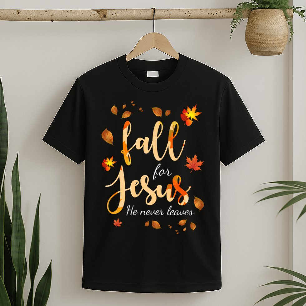 Fall For Jesus He Never Leaves Autumn T-Shirt