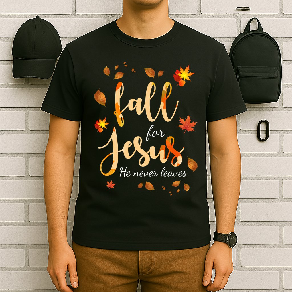 Fall For Jesus He Never Leaves Autumn T-Shirt
