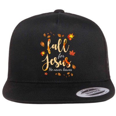 Fall For Jesus He Never Leaves Autumn Flatbill Hat
