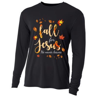 Fall For Jesus He Never Leaves Autumn Cooling Performance Long Sleeve Crew