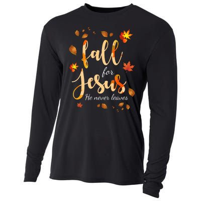 Fall For Jesus He Never Leaves Autumn Cooling Performance Long Sleeve Crew