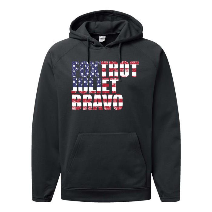 FJB Foxtrot Juliet Bravo USA Anti Biden Performance Fleece Hoodie