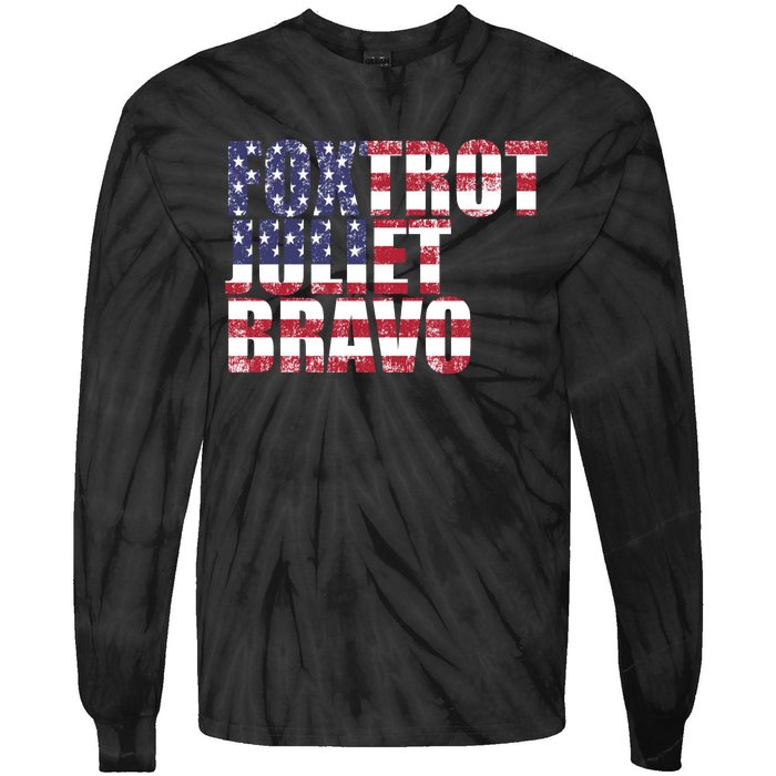 FJB Foxtrot Juliet Bravo USA Anti Biden Tie-Dye Long Sleeve Shirt