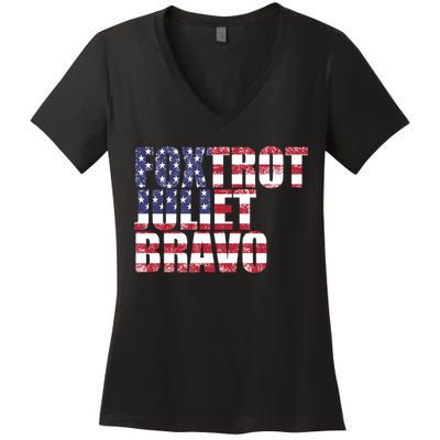 FJB Foxtrot Juliet Bravo USA Anti Biden Women's V-Neck T-Shirt